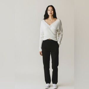 Dazy Elegant White Wrap Sweater